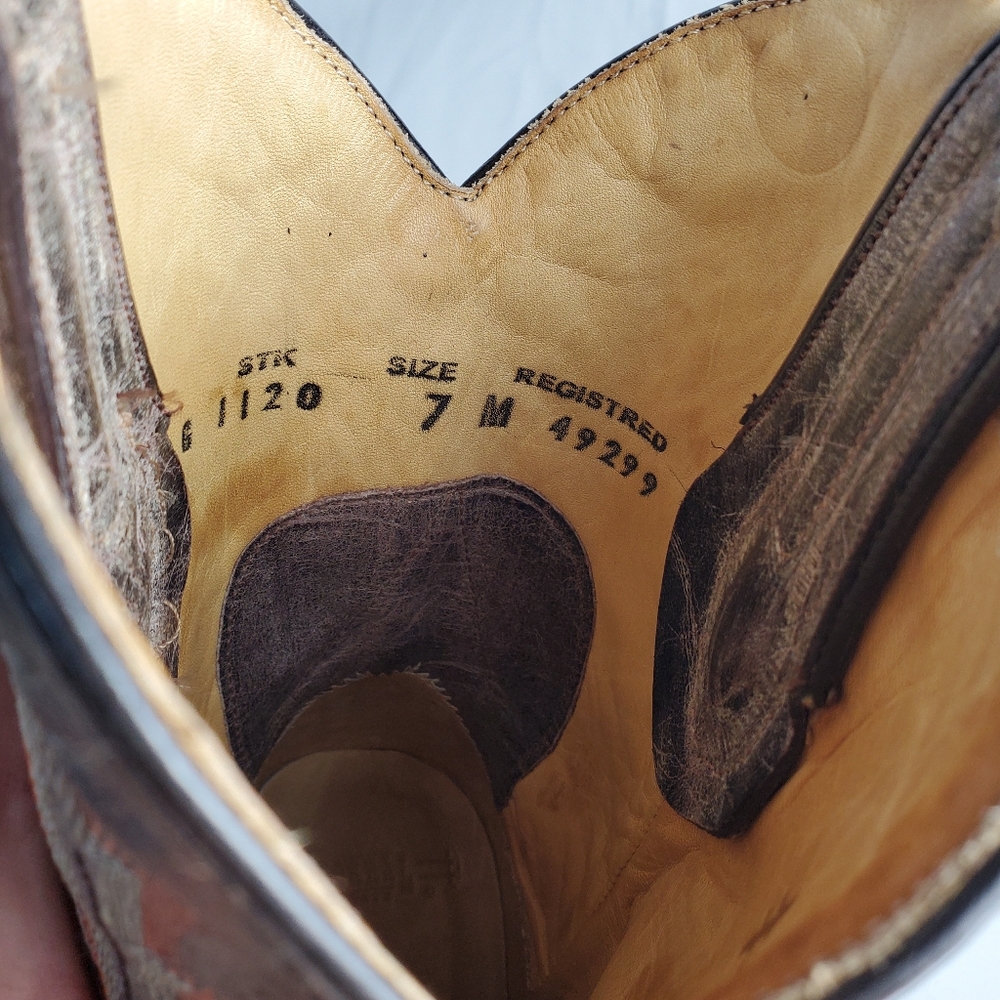 Corral Western Cowboy Boots with Orange and Brown Pattern Size 7 - Picture 6 of 10